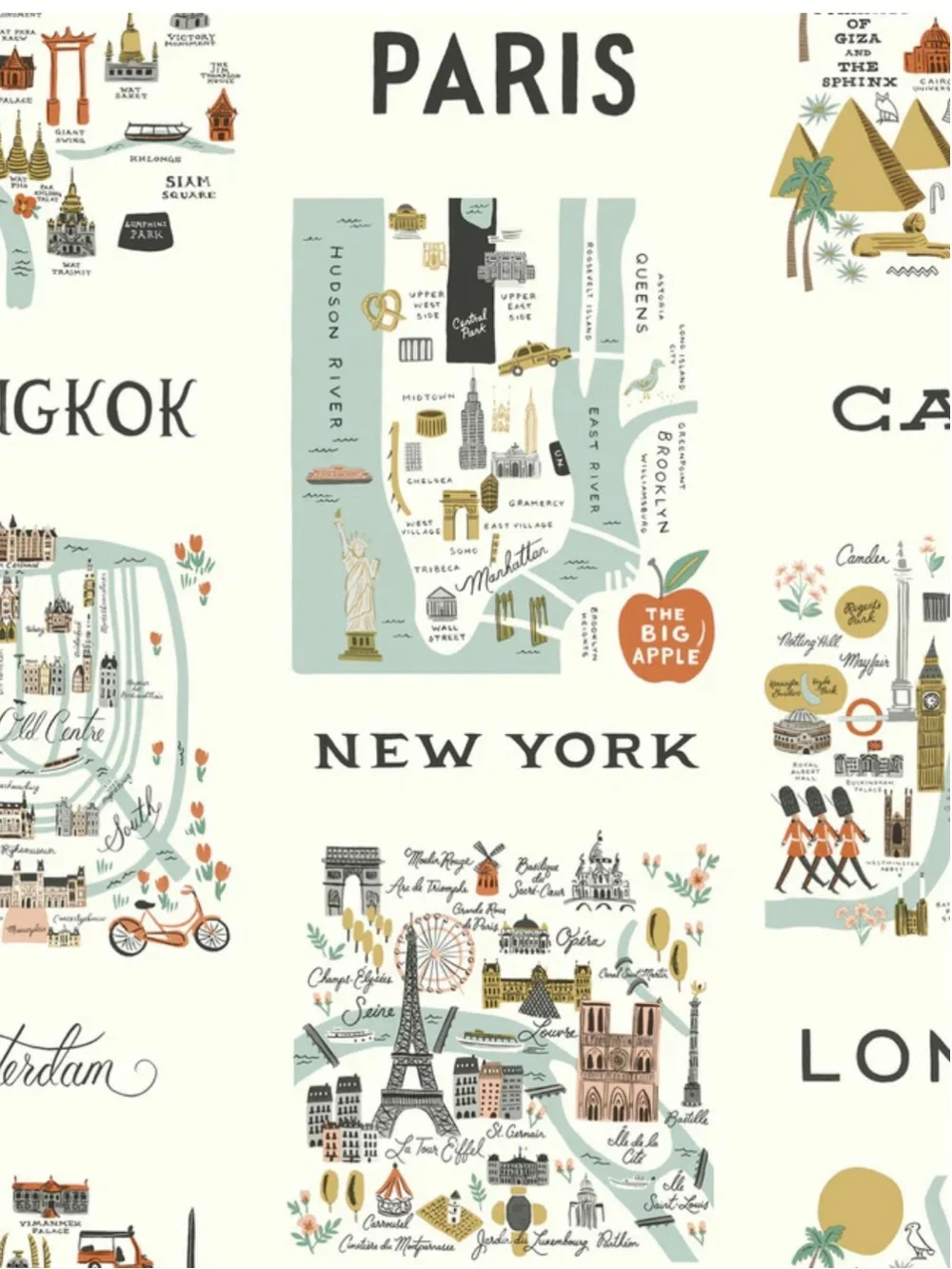 2 Rolls Rifle Paper Co. City Maps Wallpaper - Mint